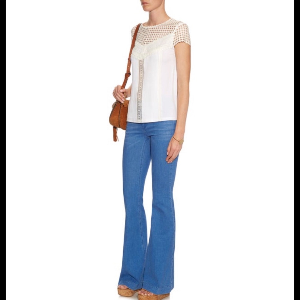 DVF ‘Lauryn' Pleated Lace Top in ivory